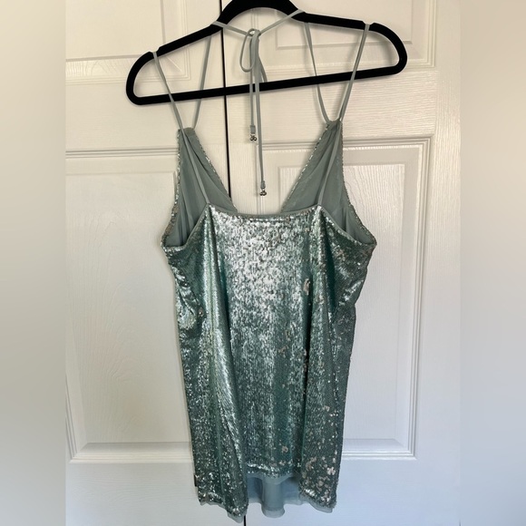 Light Blue and Silver Free People Double Take Sequin Slip Dress Size M - Picture 4 of 7
